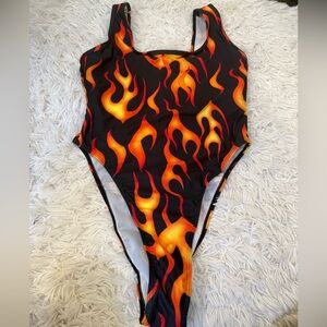 Black and Orange Flame Festival Suit